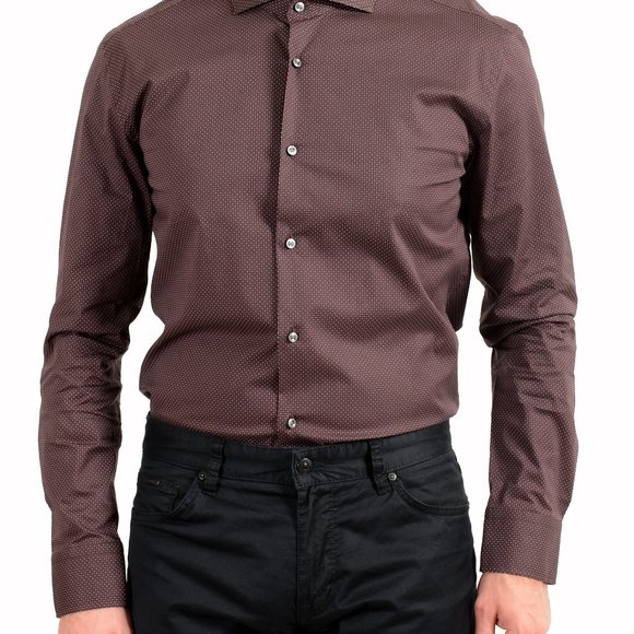 Hugo Boss Men's "Jason " Slim Fit Geometric Print Long Sleeve Dress Shirt - Picture 4 of 9